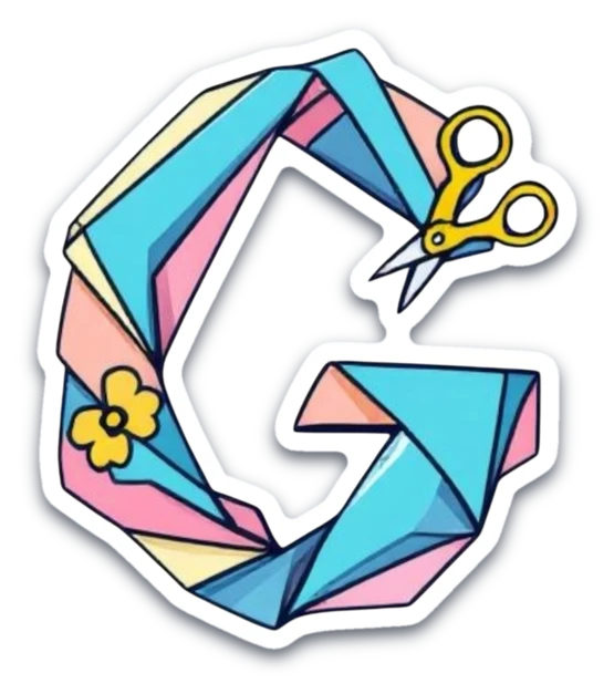 La marca de G Paper Craft: una letra G plegada en papel